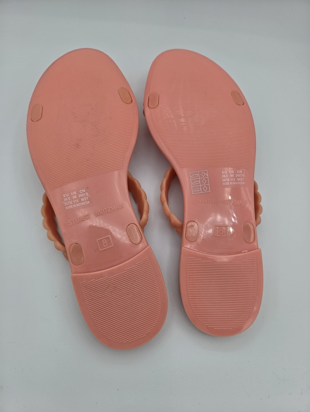 Stuart Weitzman Braida Sawyer Braided Jelly‎ Sandals Peach Women's Size 8 - Picture 3 of 6